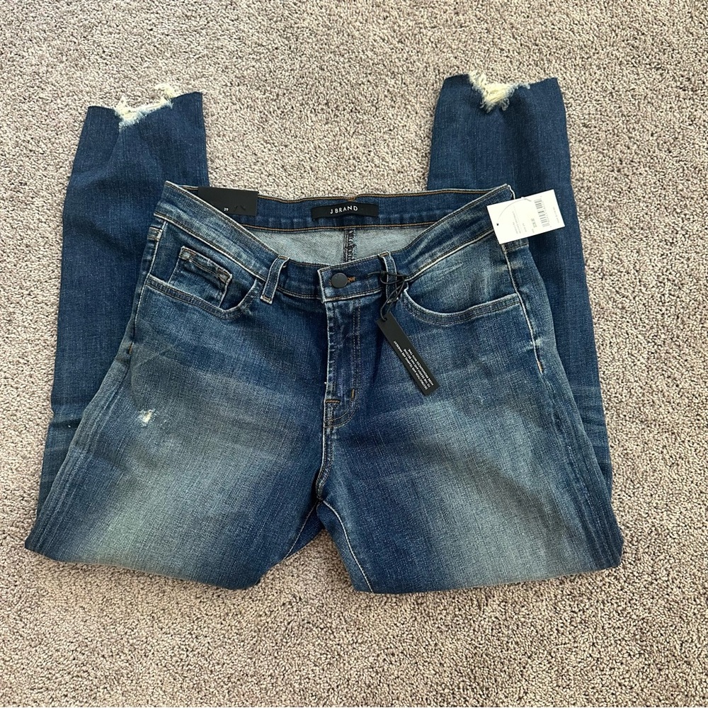 NWT J Brand Sadey Revoke Destruct Mid Rise Crop 29 Slim Straight Jeans - Picture 4 of 15